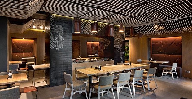 Restaurante Odessa, Kiev. 30km de cuerda por YOD Design Lab