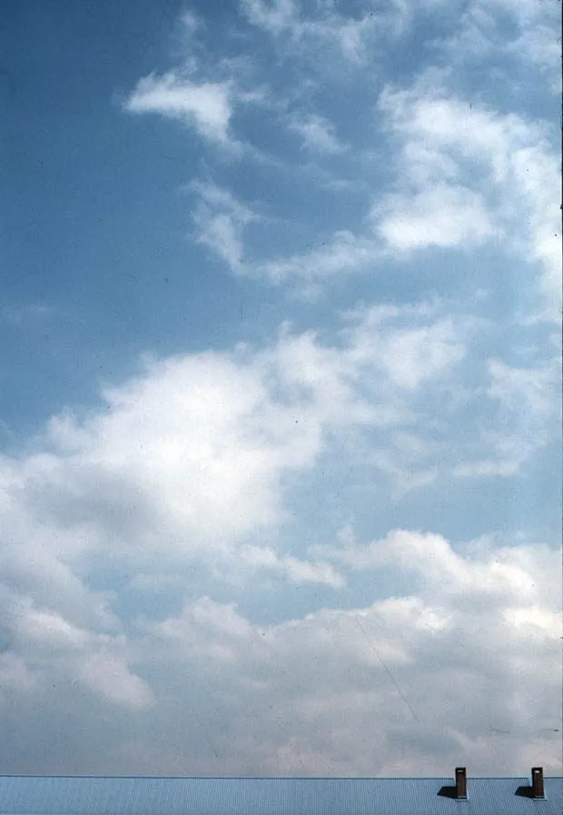 Luigi Ghirri, Cementerio de San Cataldo, Módena; “El azul del cielo”, 1983 © 2014 Eredi Luigi Ghirri. Cortesía Luigi Ghirri Estate