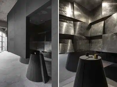HeIke Store. AN Design. Interiorismo retail negro
