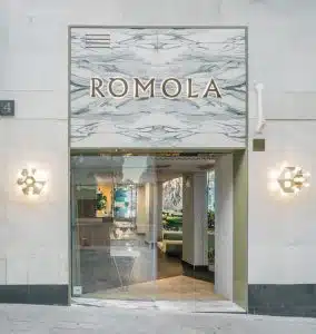 Restaurante Rómola. Interiorismo con mármol. Andrés Jaque
