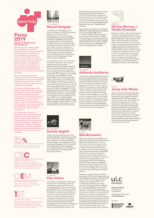 Ciclo Foros. UIC Barcelona-School 0f Architecture