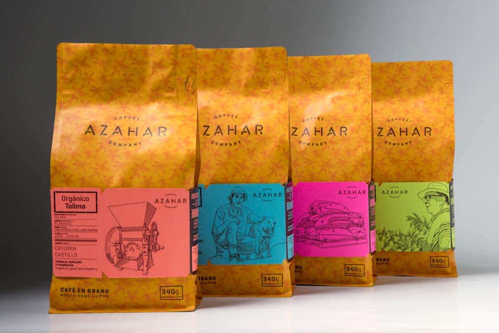 Empaques Café Azahar. Lip Diseño Gráfico. Colombia. BID 2020