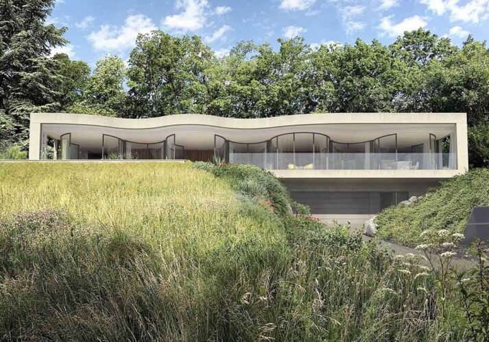 Fachada curva de cristal. Maison W. Christophe Benichou y Virgile Ponsoye