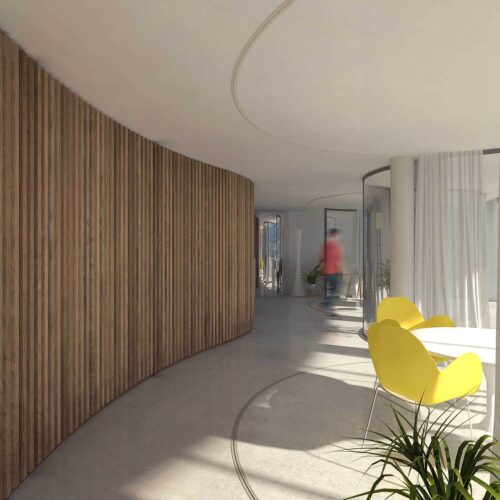 Fachada curva de cristal. Maison W. Christophe Benichou y Virgile Ponsoye