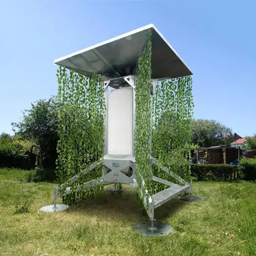 PLUV. colector de agua de lluvia autónomo para jardines domésticos. Faltazi. Depliages. 12º Bienal Internacional de Diseño de Saint-Étienne