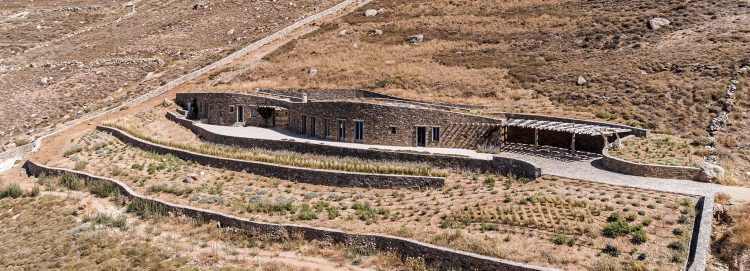 Paisaje mediterráneo. islas griegas. arquitectura del paisaje