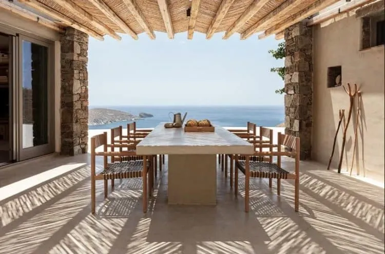 Paisaje mediterráneo. islas griegas. arquitectura del paisaje