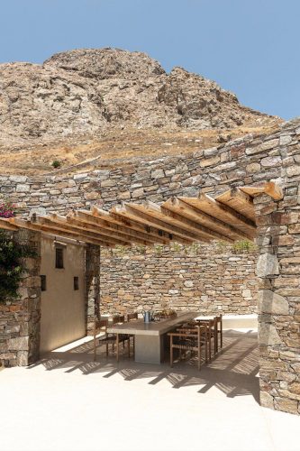 Paisaje mediterráneo. islas griegas. arquitectura del paisaje