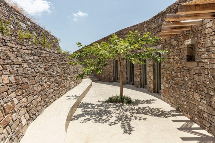 Paisaje mediterráneo. islas griegas. arquitectura del paisaje