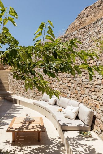 Paisaje mediterráneo. islas griegas. arquitectura del paisaje