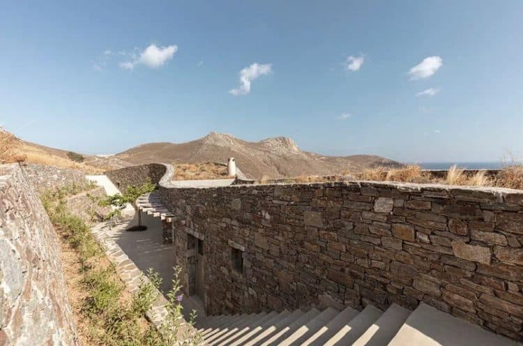 Paisaje mediterráneo. islas griegas. arquitectura del paisaje
