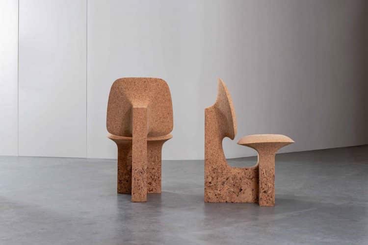 Mobiliario sostenible. Burnt cork. Caucho quemado. Noé Duchaufour-Lawrance. Made in Situ