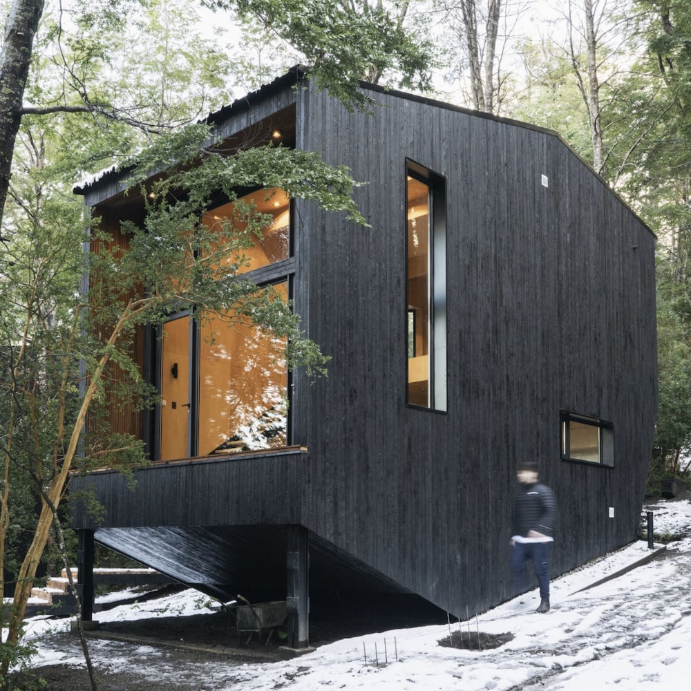 cabañas de madera, madera quemada