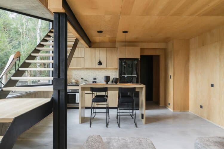 cabañas de madera, madera quemada